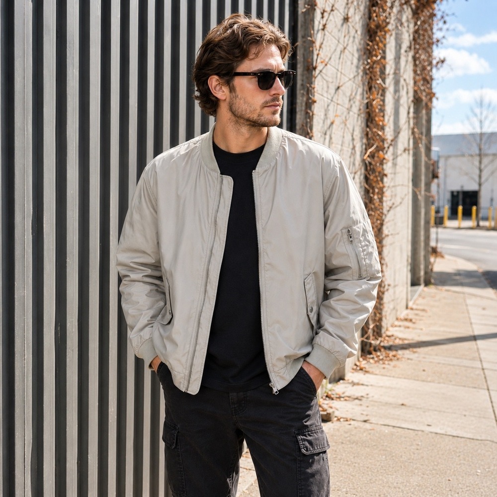 JACK & JONES XXL Bomber Jacket Mens Full Zip Pockets Casual Coat Outerwear
